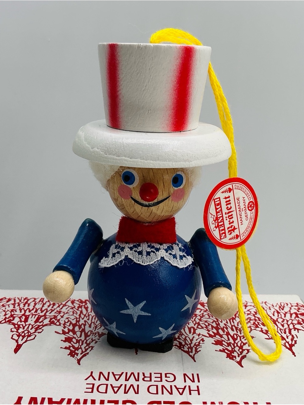 Steinbach Uncle Sam Wood Christmas Ornament Germany Hand Made 3 1/2”Tree Decor
